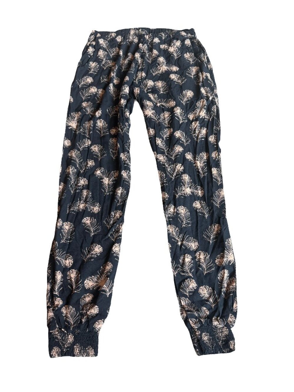 Punjammies x Sudara Black Tropical Leaf Print Pants Lounge Casual Stretch Small